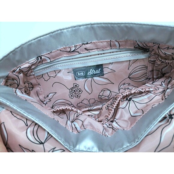 Lug Strut Metallic Quilted Shoulder Bag Chain Strap Metallic Pearl Purse Hobo - Picture 5 of 6